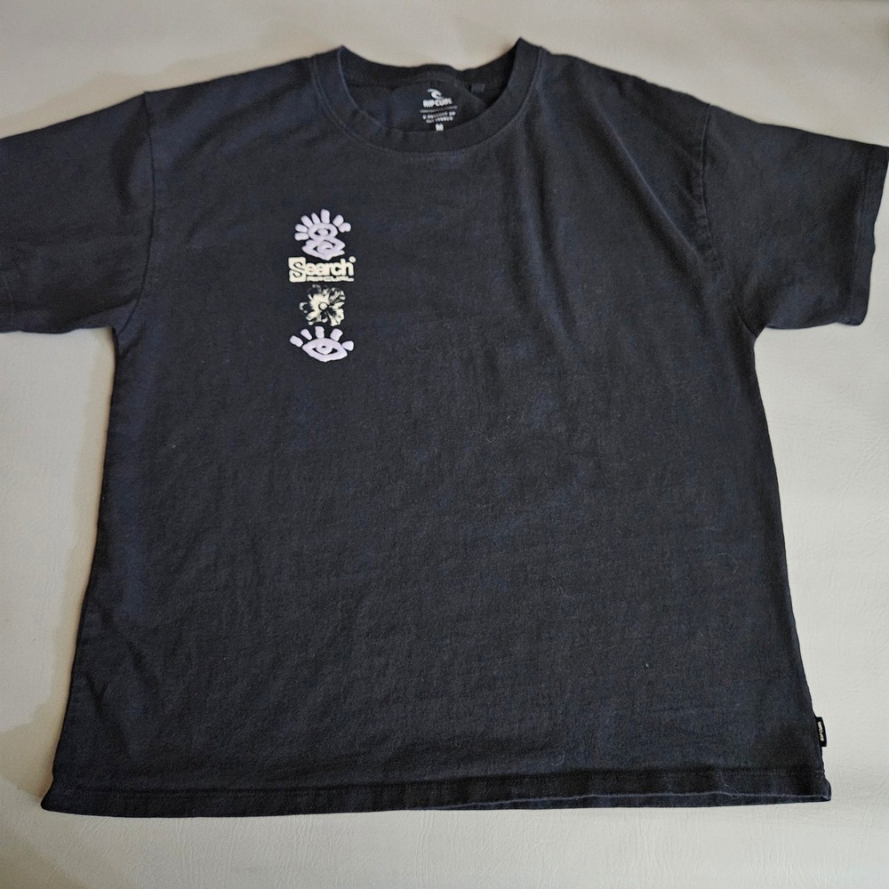 Rip Curl Women's Live The Search Graphic T-Shirt Black Short‎ Sleeve Size M
